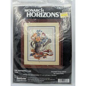 Monarch Horizons Counted Cross Stitch Kit The Watering Can CS68 11”x14" 1988 NOS